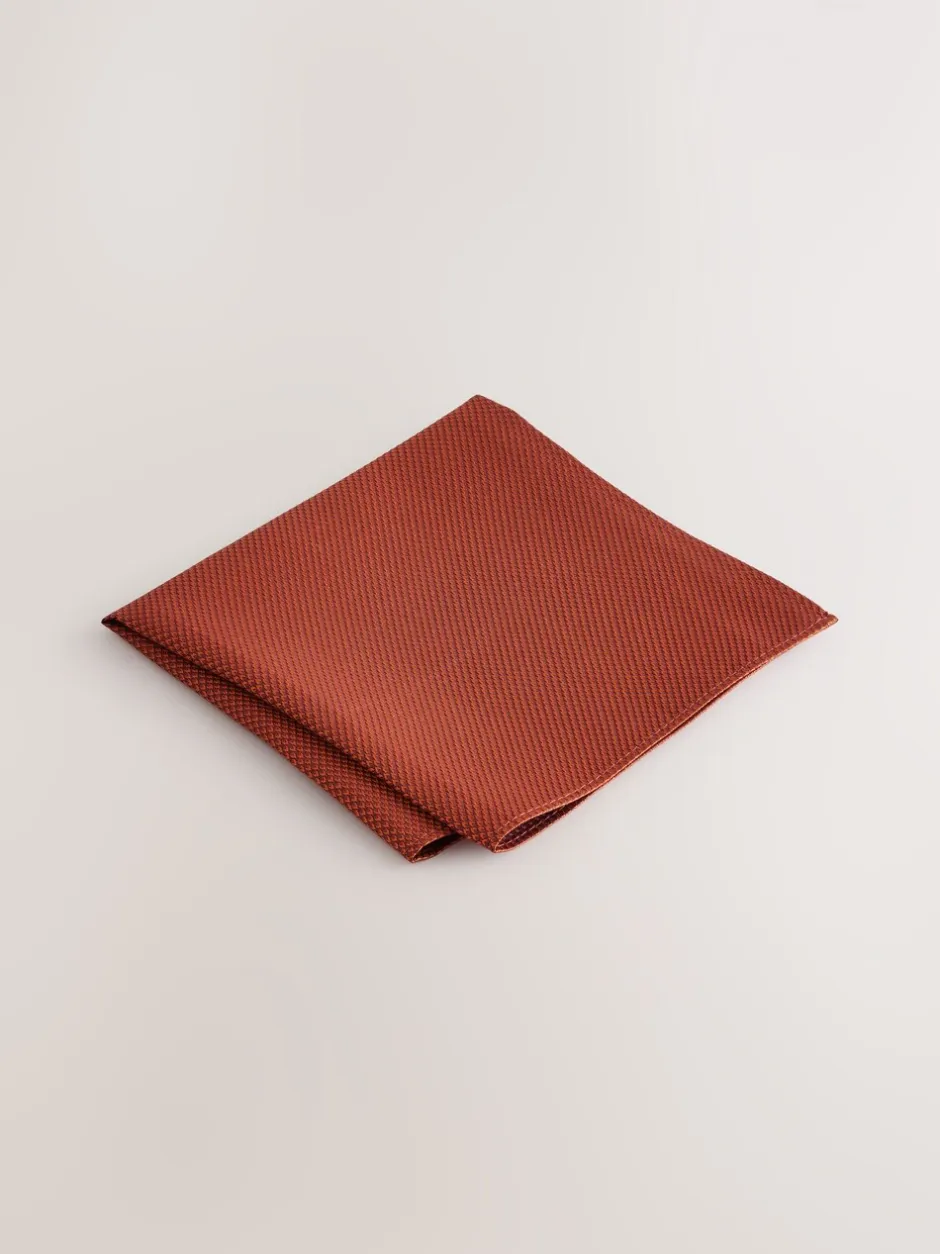 Stropdassen En Pochets|Next Roestbruin - Set met textuurrijke stropdas en pochet