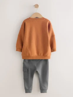 Sets En Combisets|Truien En Breisels|Next - Set met utility-sweatshirt en super skinny joggingbroek (3mnd-7jr) Roestbruin