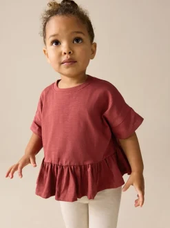 T-Shirts*Next Roestbruin - T-shirt met peplum en korte mouwen (3mnd -7jr)