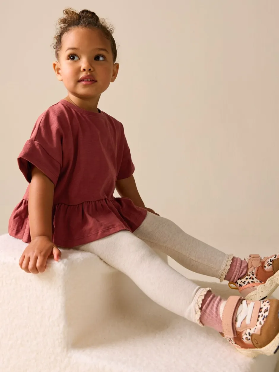 T-Shirts*Next Roestbruin - T-shirt met peplum en korte mouwen (3mnd -7jr)