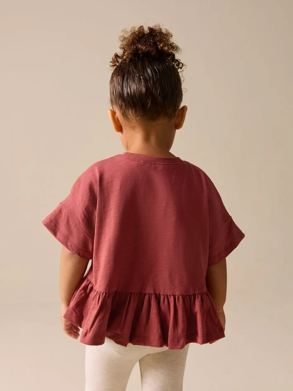 T-Shirts*Next Roestbruin - T-shirt met peplum en korte mouwen (3mnd -7jr)