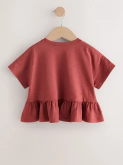 T-Shirts*Next Roestbruin - T-shirt met peplum en korte mouwen (3mnd -7jr)