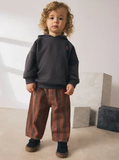 Broeken En Chino's|Next Roestbruin gestreept - Wijde broek met elastische taille (3mnd-7jr)