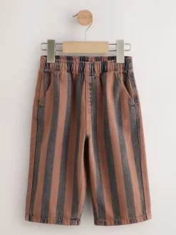 Broeken En Chino's|Next Roestbruin gestreept - Wijde broek met elastische taille (3mnd-7jr)
