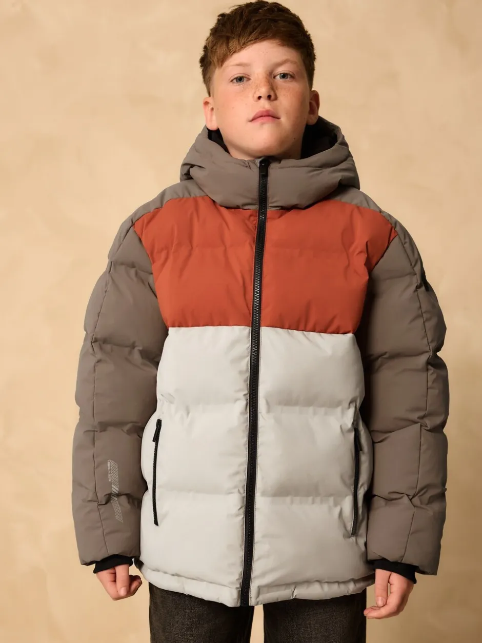 Schoolkleding|Jassen En Jacks*Next Roestbruine Kleurblokken - Regenbestendige gewatteerde jas met microfleece voering (3-17jr)