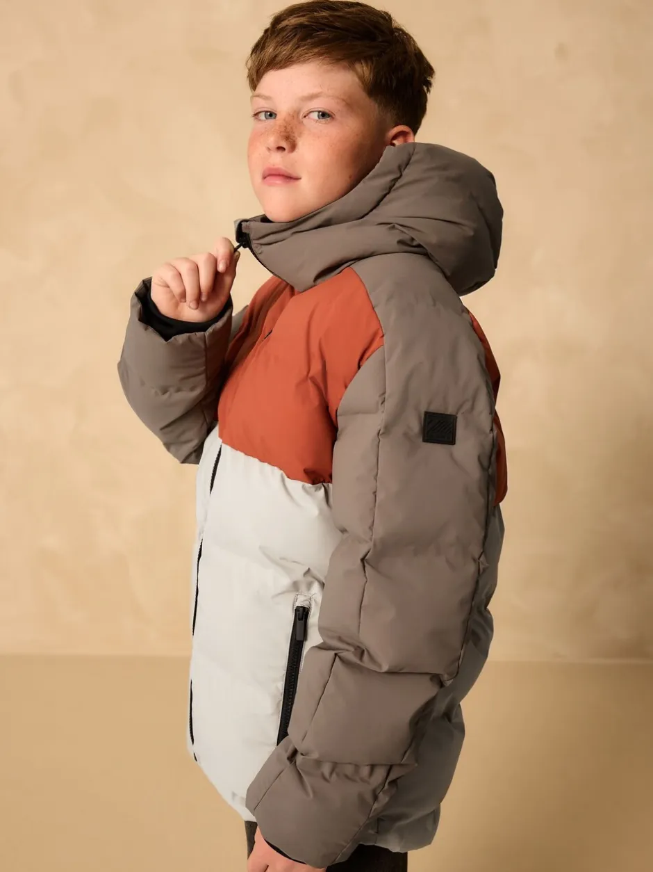Schoolkleding|Jassen En Jacks*Next Roestbruine Kleurblokken - Regenbestendige gewatteerde jas met microfleece voering (3-17jr)