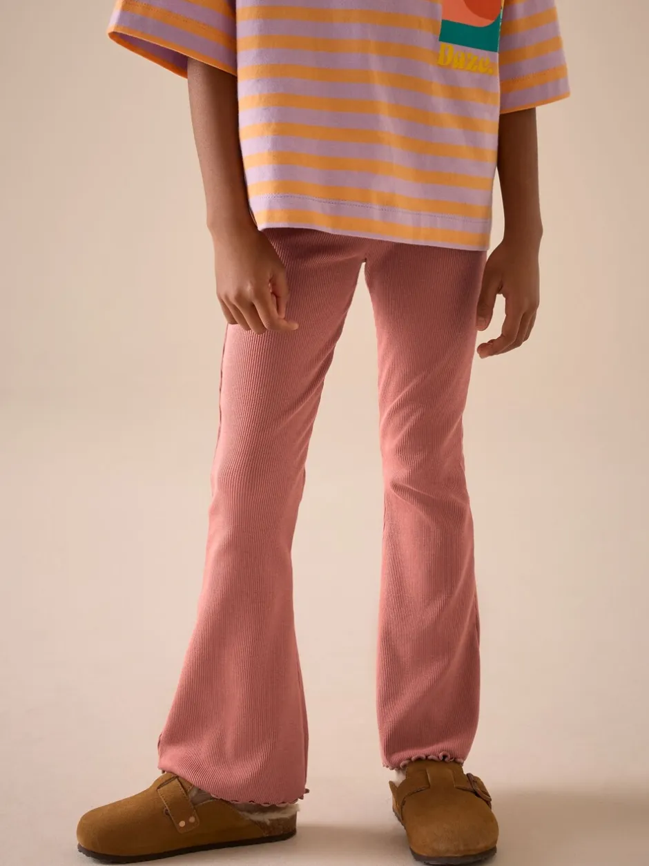 Broeken En Leggings|Next Roestbruin-roze - Geribde uitlopende legging (3-16 jr)
