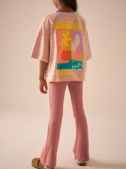 Broeken En Leggings|Next Roestbruin-roze - Geribde uitlopende legging (3-16 jr)