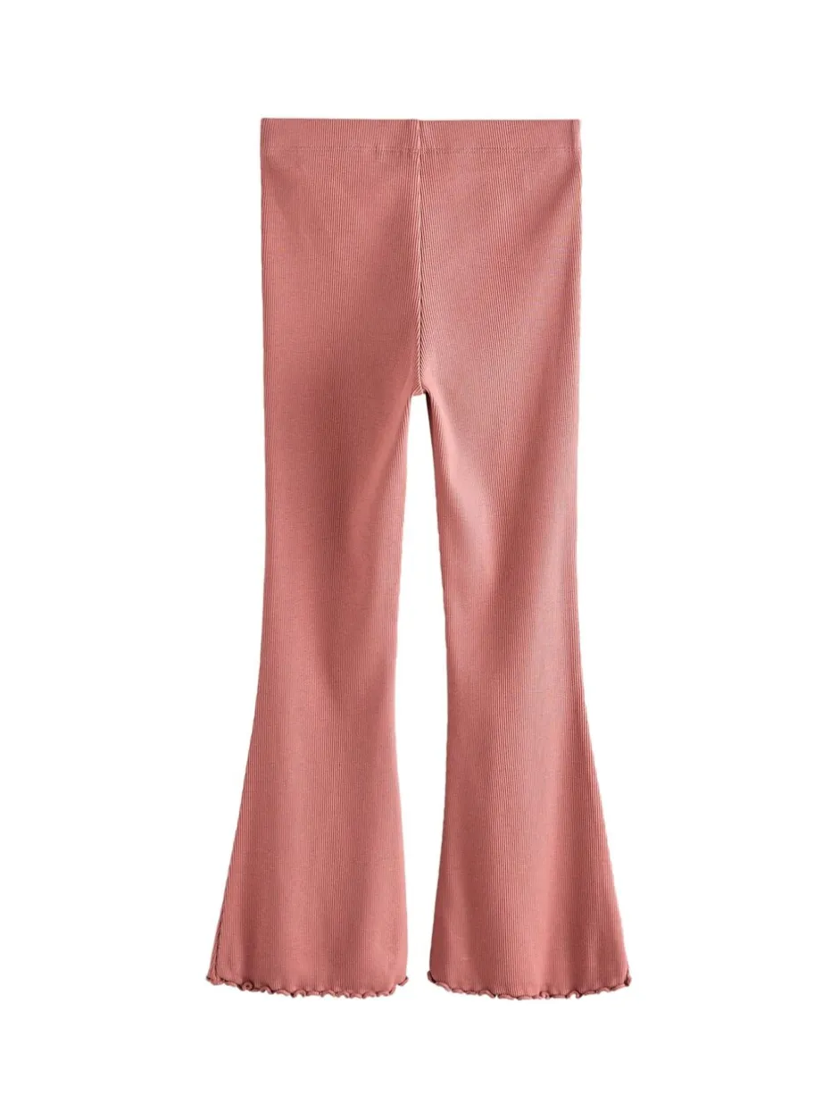 Broeken En Leggings|Next Roestbruin-roze - Geribde uitlopende legging (3-16 jr)