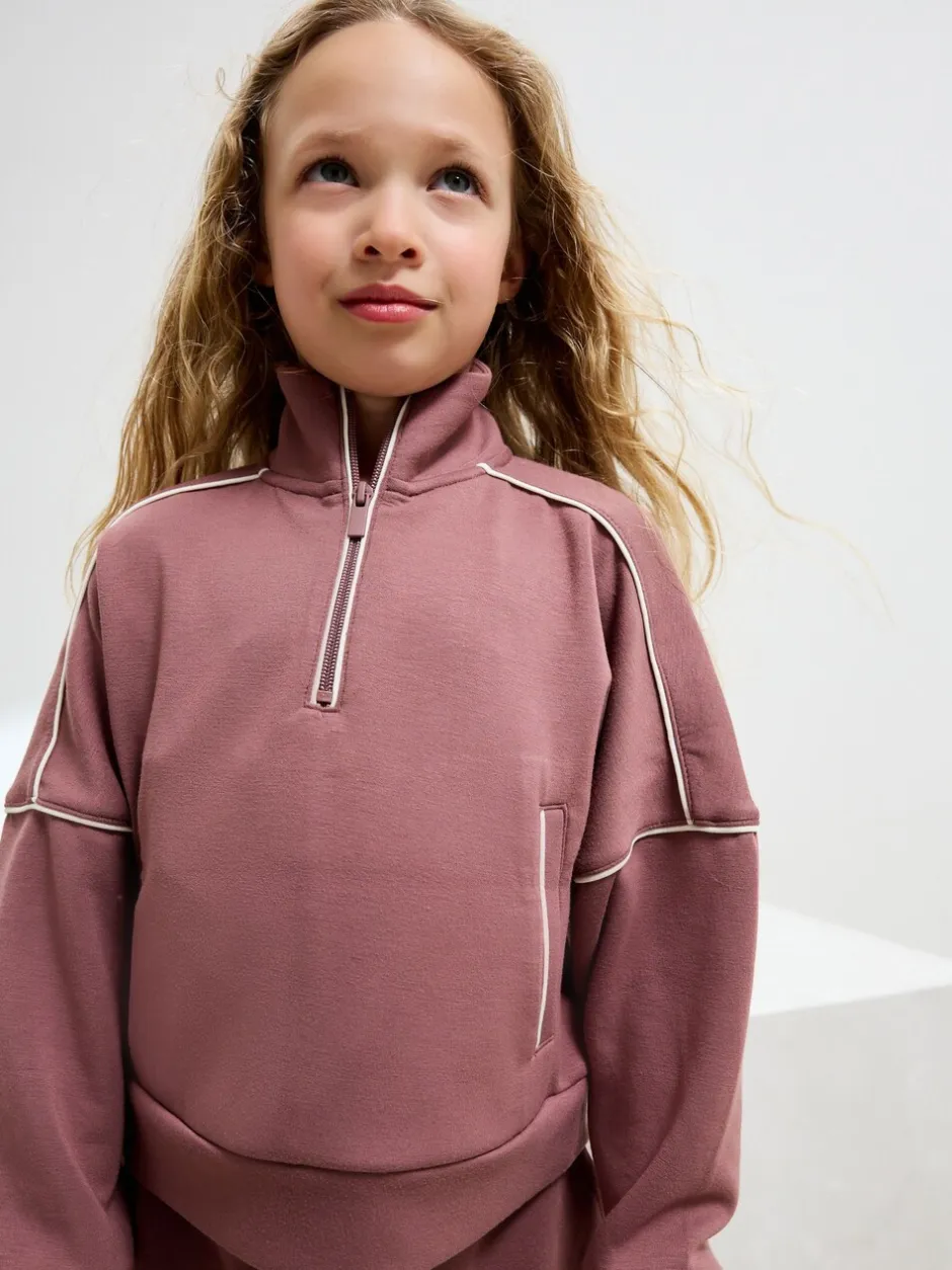 Sweaters En Hoody´S|Next - Set van superzachte joggingbroek met rits, ronde hals en wijde pijpen (3-16jr) Roestbruin-roze