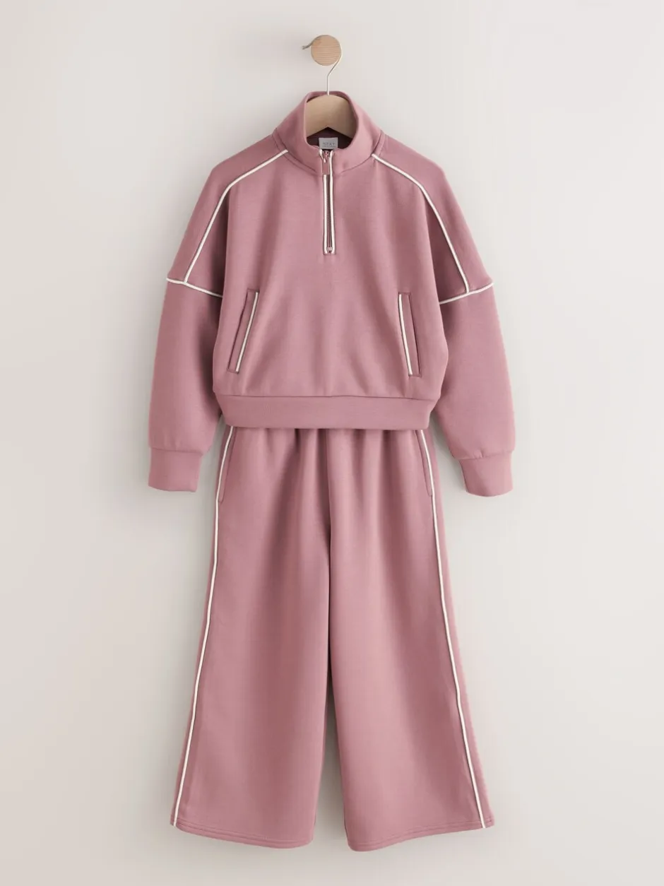Sweaters En Hoody´S|Next - Set van superzachte joggingbroek met rits, ronde hals en wijde pijpen (3-16jr) Roestbruin-roze