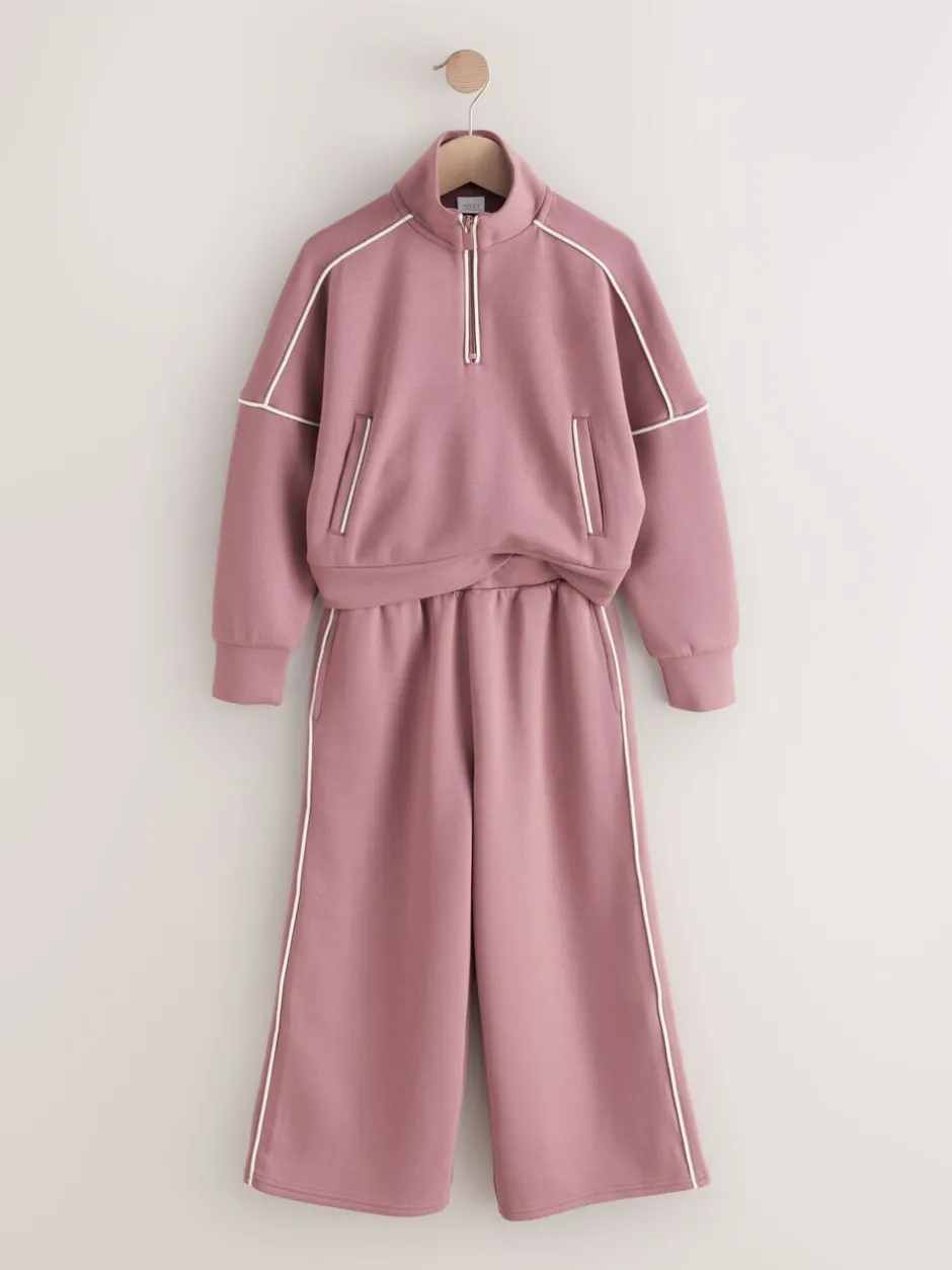 Sweaters En Hoody´S|Next - Set van superzachte joggingbroek met rits, ronde hals en wijde pijpen (3-16jr) Roestbruin-roze