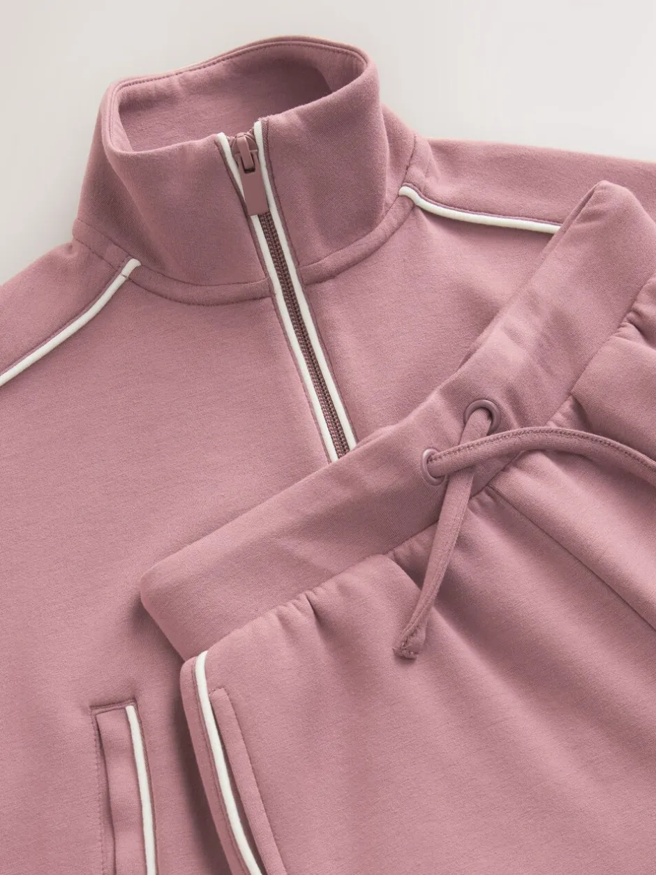 Sweaters En Hoody´S|Next - Set van superzachte joggingbroek met rits, ronde hals en wijde pijpen (3-16jr) Roestbruin-roze