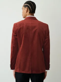 Smokings En Feestkleding|Blazers En Business-Jasjes*Next - Slim Fit - Fluwelen blazer met patroon Roestkleurig met bloemenprint