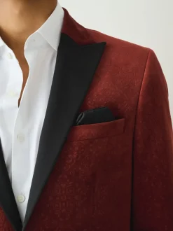 Smokings En Feestkleding|Blazers En Business-Jasjes*Next - Slim Fit - Fluwelen blazer met patroon Roestkleurig met bloemenprint