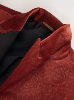 Smokings En Feestkleding|Blazers En Business-Jasjes*Next - Slim Fit - Fluwelen blazer met patroon Roestkleurig met bloemenprint