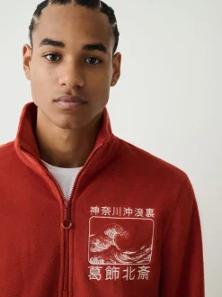 Jassen En Jacks|Sweaters En Hoody´S|Next Roestoranje - Hokusai Licence Graphic Polar Fleece Zip Through Funnel Fleece