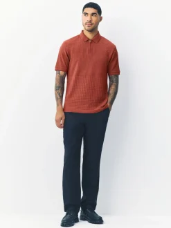 Poloshirts*Next Roestrood - Normale Pasvorm - Net jacquard poloshirt