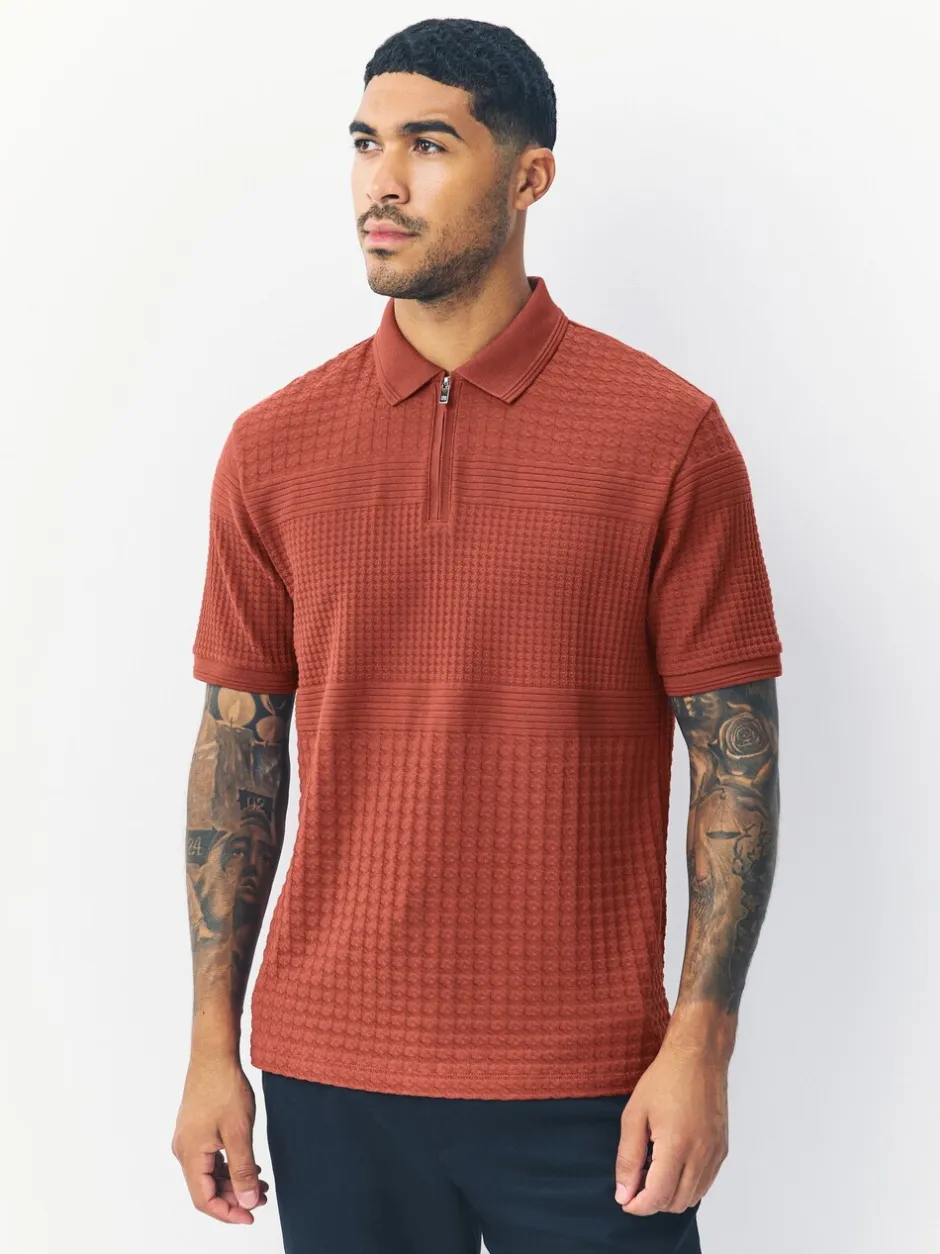 Poloshirts*Next Roestrood - Normale Pasvorm - Net jacquard poloshirt