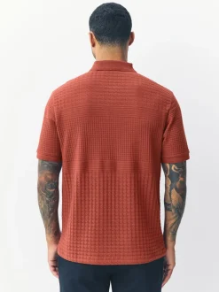 Poloshirts*Next Roestrood - Normale Pasvorm - Net jacquard poloshirt