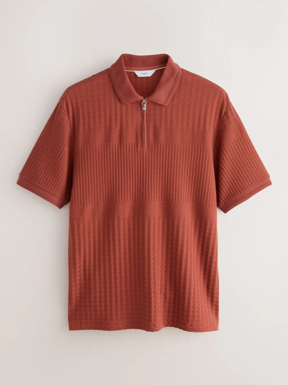 Poloshirts*Next Roestrood - Normale Pasvorm - Net jacquard poloshirt