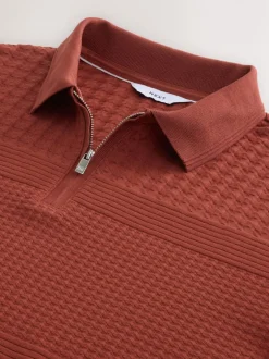 Poloshirts*Next Roestrood - Normale Pasvorm - Net jacquard poloshirt