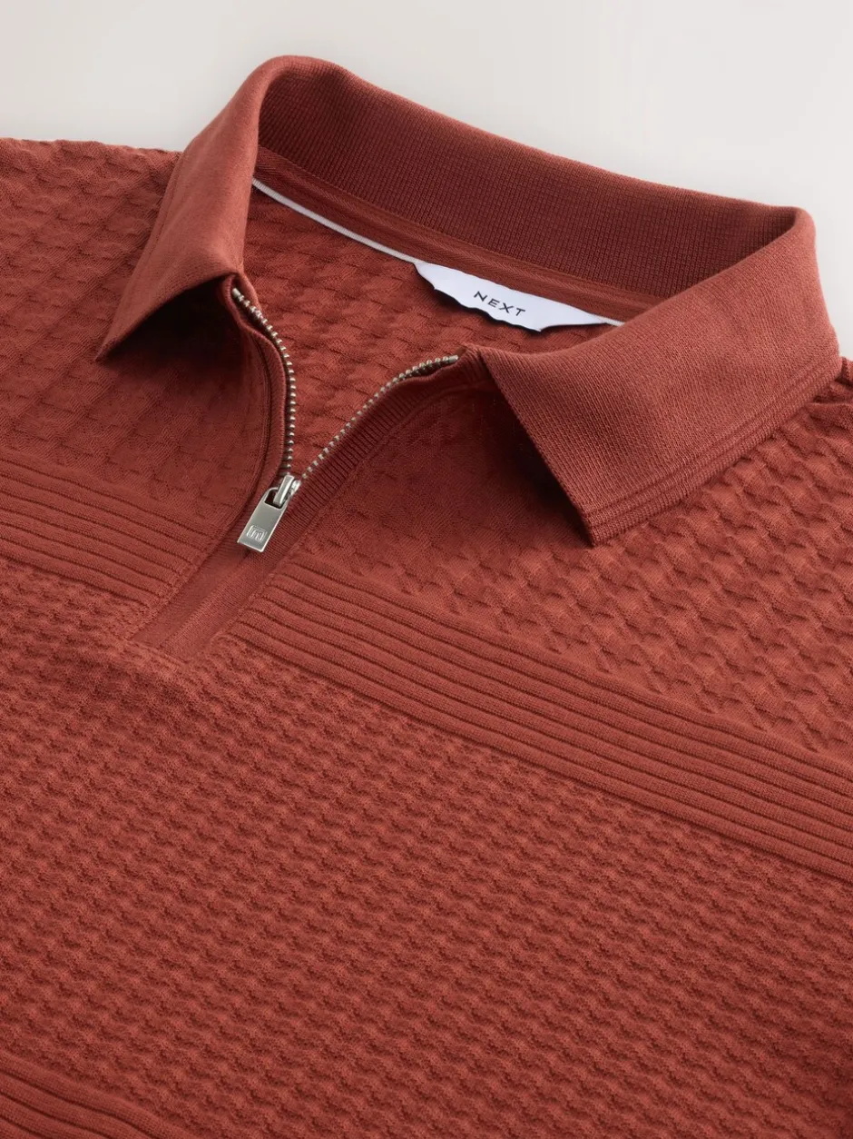 Poloshirts*Next Roestrood - Normale Pasvorm - Net jacquard poloshirt