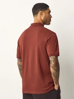 Poloshirts|Next Roestrood - Normale Pasvorm - Piqué poloshirt met korte mouwen
