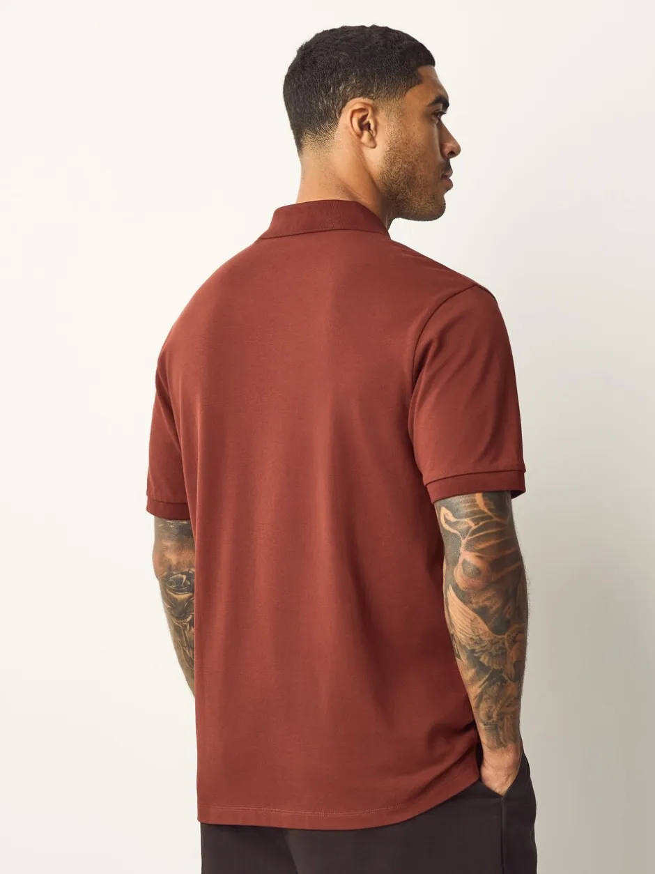 Poloshirts|Next Roestrood - Normale Pasvorm - Piqué poloshirt met korte mouwen