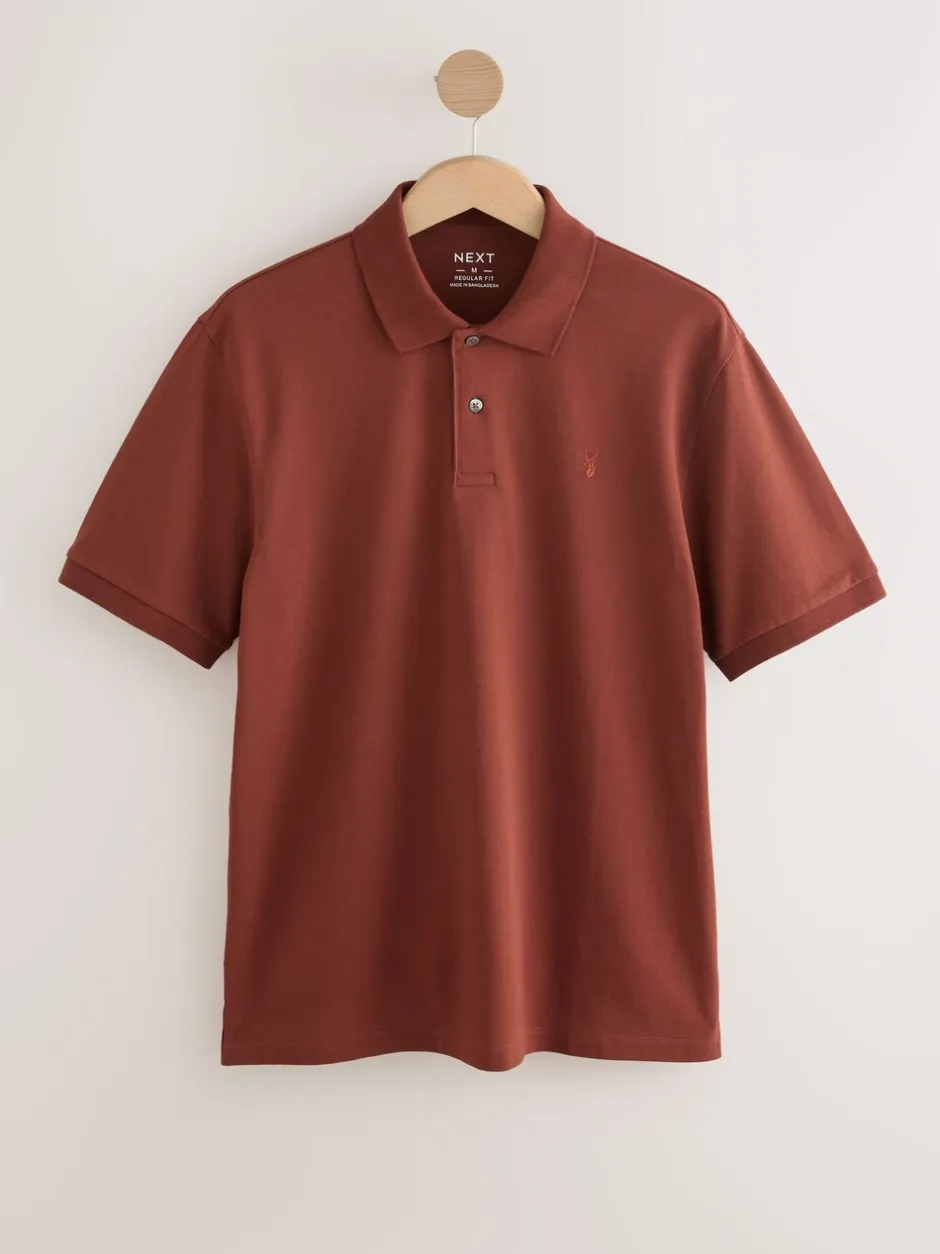 Poloshirts|Next Roestrood - Normale Pasvorm - Piqué poloshirt met korte mouwen