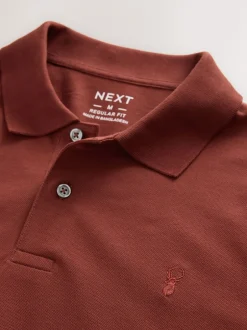 Poloshirts|Next Roestrood - Normale Pasvorm - Piqué poloshirt met korte mouwen