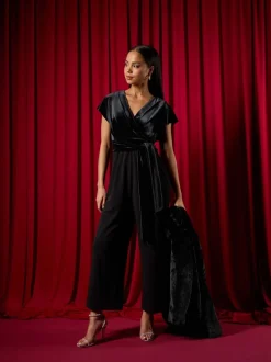 Jumpsuits En Playsuits|Roman Petite Velvet Contrast Jumpsuit