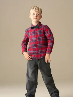 Shirts*Angel & Rocket - Camden Brushed Shirt With Bow Tie Rood