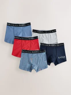 Ondergoed|Baker by Ted Baker - jongens boxershorts verpakking van 5 Rood