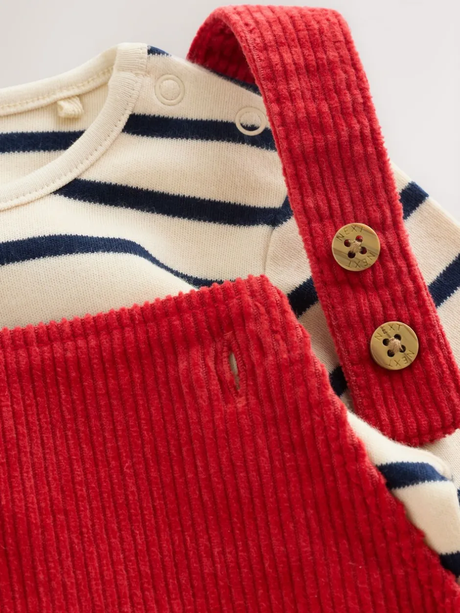 Rompertjes En Tuinbroeken|Sets En Outfits|Next Rood - Corduroy bretelbroeken en Bodysuit set (0mnd-2jr)