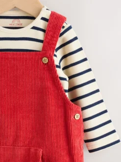 Rompertjes En Tuinbroeken|Sets En Outfits|Next Rood - Corduroy bretelbroeken en Bodysuit set (0mnd-2jr)