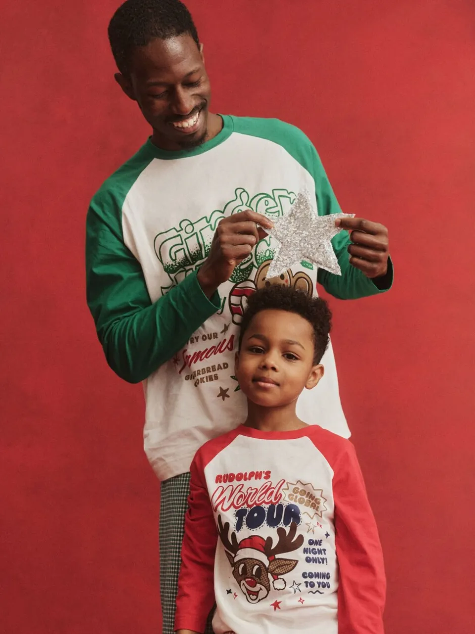 Pyjama's*Cotton On - Adult Matching Family Christmas Raglan Long Sleeve Pyjamas Set Rood