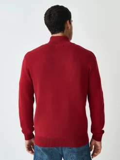 Gebreide Kleding*Next Rood - Effen - Regular fit 100% katoenen premium trui met korte rits
