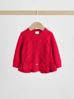 Sets En Combisets|Truien En Breisels*Next - Gebreide vestset met strik en ruches (0mnd-3jr) Rood