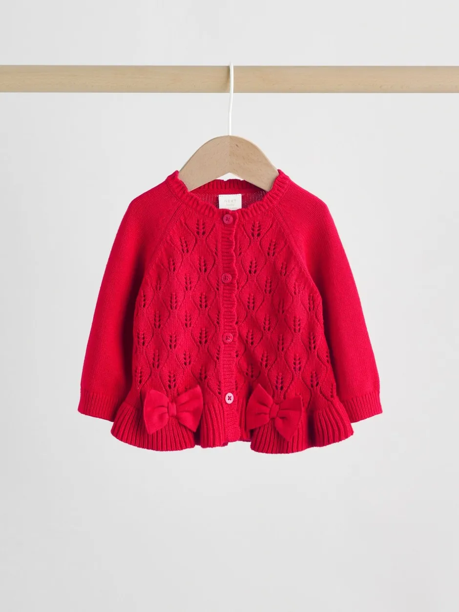 Sets En Combisets|Truien En Breisels*Next - Gebreide vestset met strik en ruches (0mnd-3jr) Rood