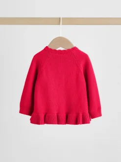 Sets En Combisets|Truien En Breisels*Next - Gebreide vestset met strik en ruches (0mnd-3jr) Rood