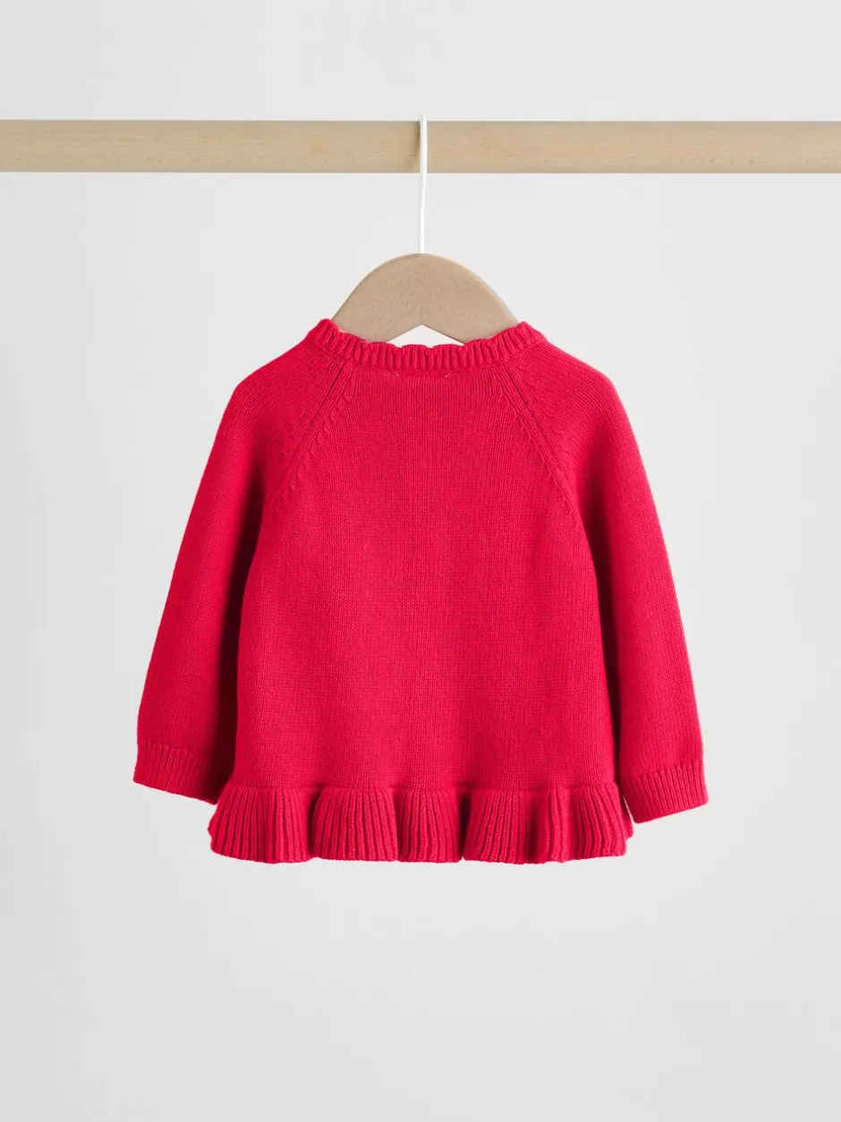 Sets En Combisets|Truien En Breisels*Next - Gebreide vestset met strik en ruches (0mnd-3jr) Rood
