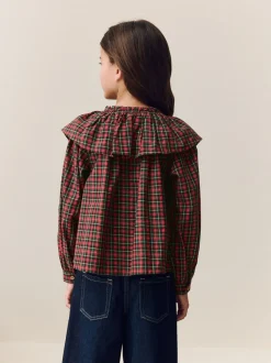 Overhemden En Blouses*Next Rood - Geruite blouse met ruches aan de kraag (3-16jaar)