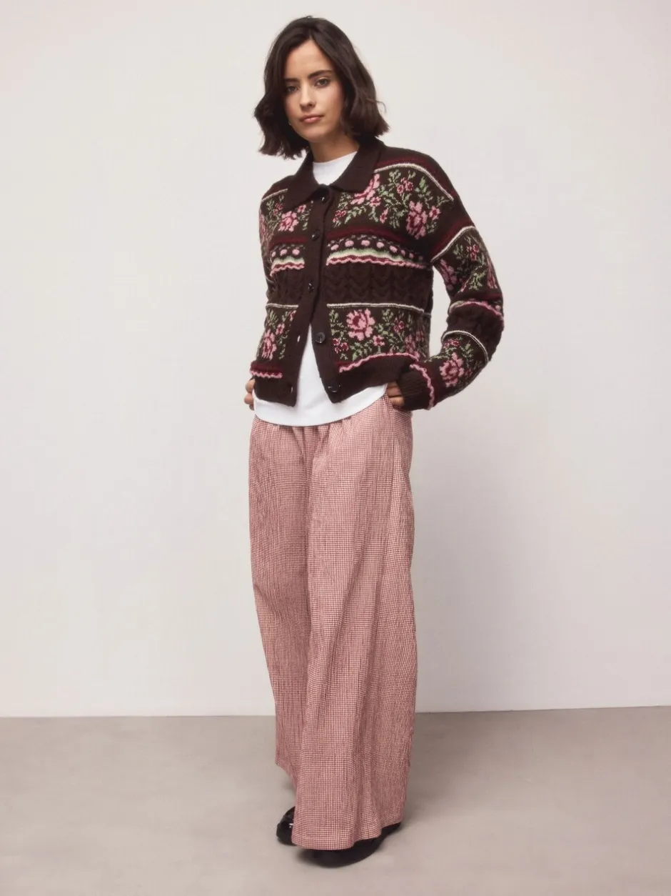 Broeken|Next - Gingham Wide Leg Trousers Rood