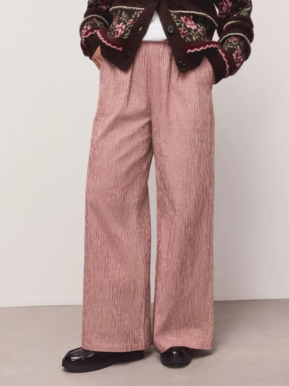 Broeken|Next - Gingham Wide Leg Trousers Rood