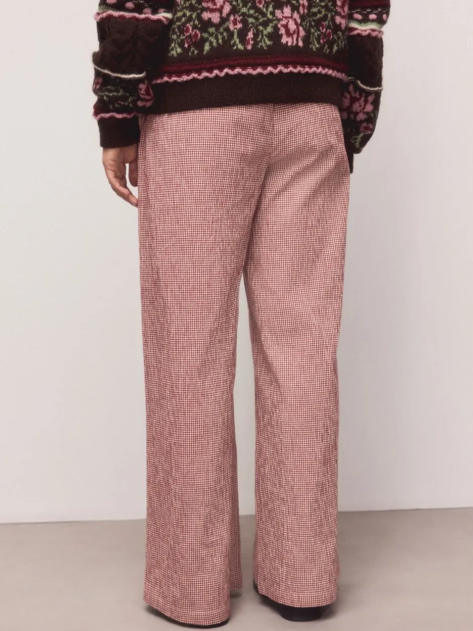 Broeken|Next - Gingham Wide Leg Trousers Rood