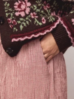 Broeken|Next - Gingham Wide Leg Trousers Rood