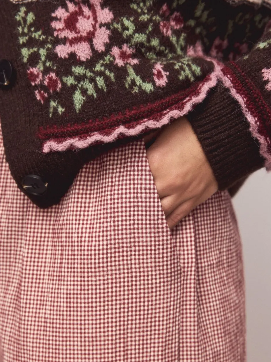 Broeken|Next - Gingham Wide Leg Trousers Rood