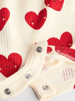 Rompertjes En Tuinbroeken|Babypakjes En Babypyjama's|Next Rood - Heart Printed Frill Baby 100% Cotton Romper