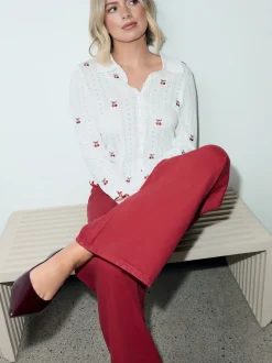 Jeans|Next Rood - Jeans met wijde pijpen